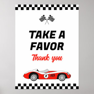 Poster Duas Vintage Race Car Aniversário Rápido