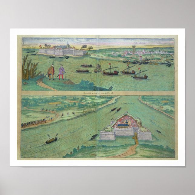 Pôster Duas Visões de Comorra, de Civitates Orbis Terrar (Frente)