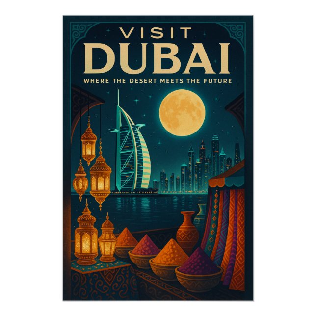 Pôster Dubai à noite (Frente)