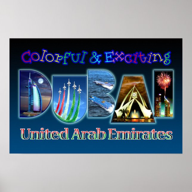Pôster Dubai Colorida e Excitante (Frente)