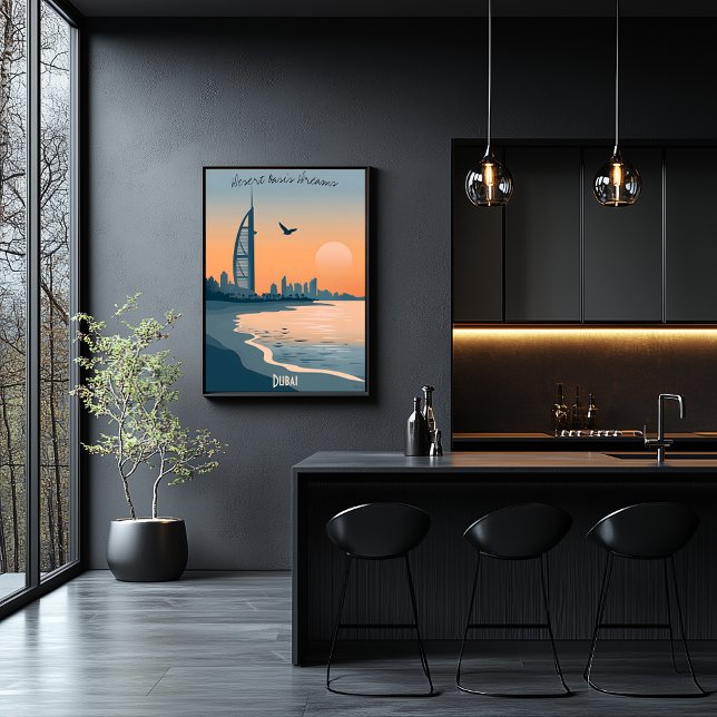 Poster Dubai Dusk - Burj Al Arab Silhouette pelo Mar (Criador carregado)