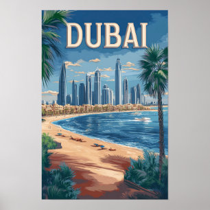 Poster Dubai Emirados Árabes Unidos Arte Ilustração Vinta