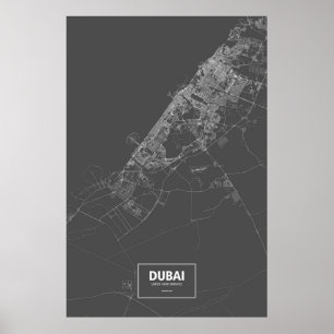 Pôster Dubai, Emirados Árabes Unidos (branco no preto)