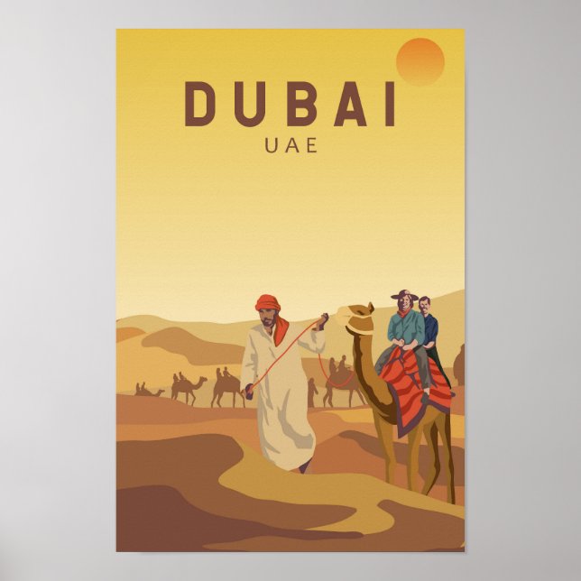 Poster Dubai Emirados Árabes Unidos Desert Safari Retro (Frente)