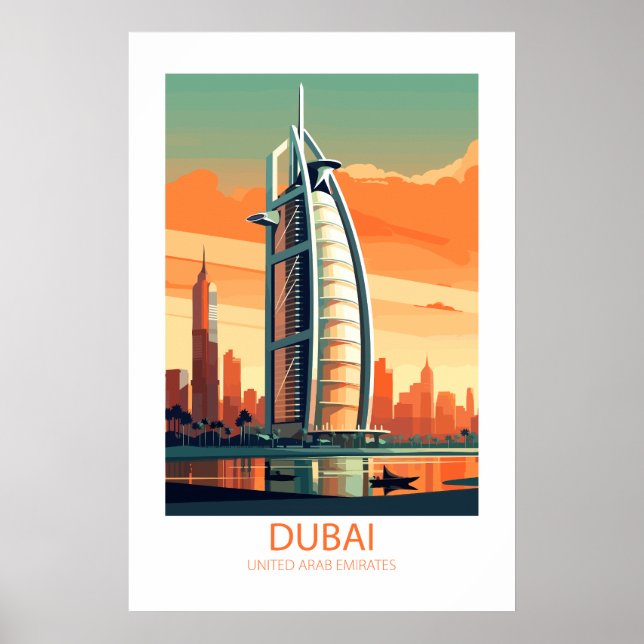 Poster Dubai Emirados Árabes Unidos Famosos Locais de Via (Frente)