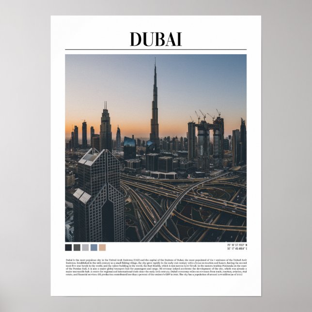 Poster Dubai - Emirados Árabes Unidos Minimalista (Frente)