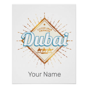 Pôster Dubai Emirados Árabes Unidos Vintage EAU Souvenir