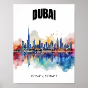 Poster Dubai Skyline Wall Art, Modern Wall Art,