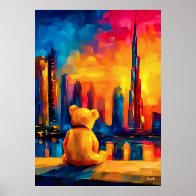 Poster Dubai Teddy Fauvist Sunset Skyline Print (Frente)