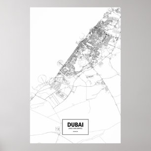 Pôster Dubai, United Arab Emirates (black on white)