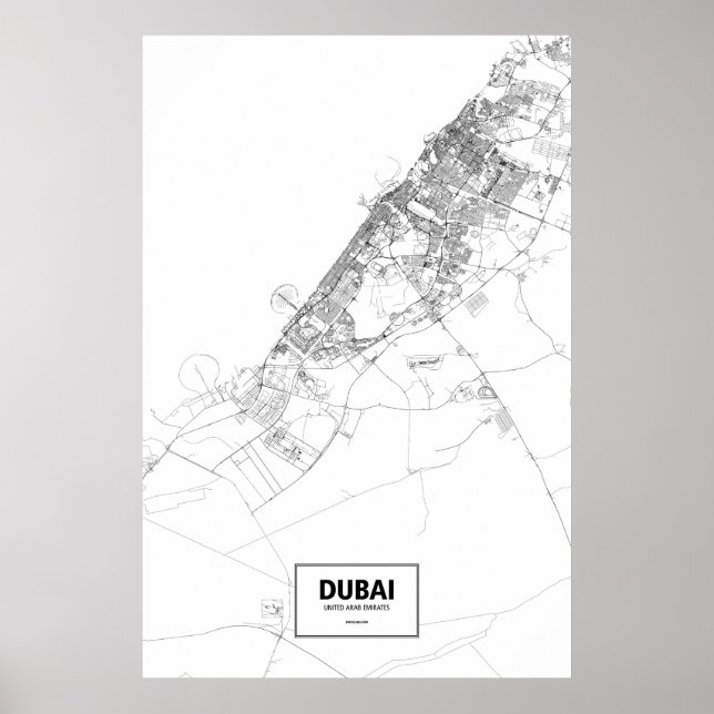 Pôster Dubai, United Arab Emirates (black on white) (Frente)