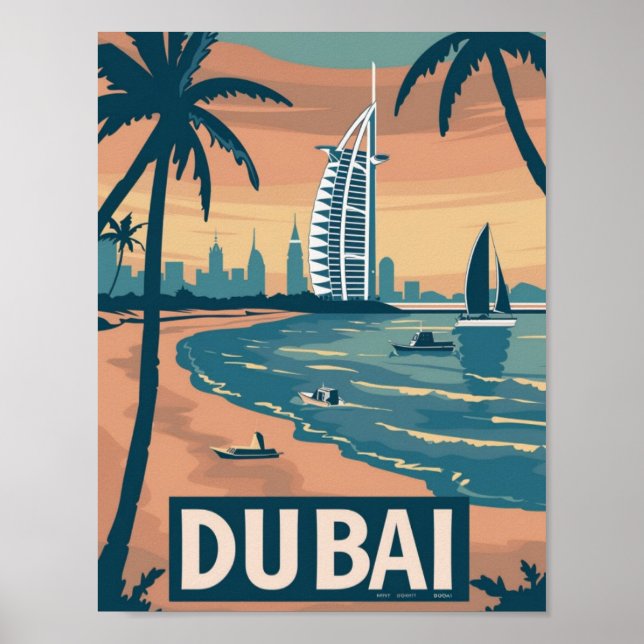 Poster Dubai Vintage Familiar Viagem (Frente)
