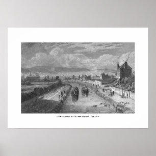 Poster Dublin, da ponte Blaquiere, Royal Canal, Irlanda
