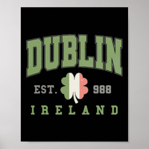 Poster Dublin Ireland College University Ruas. Dia dos Pa