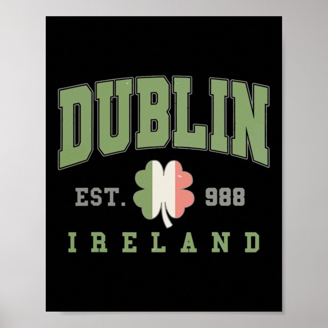 Poster Dublin Ireland College University Ruas. Dia dos Pa (Frente)