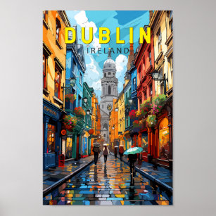 Poster Dublin Ireland Viagem Art Vintage