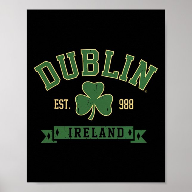 Poster Dublin Irlanda Clover Leaf Shamrock St Patricks Da (Frente)