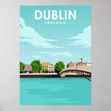 Dublin Irlanda - Ilustração Mínima - Viagem Art