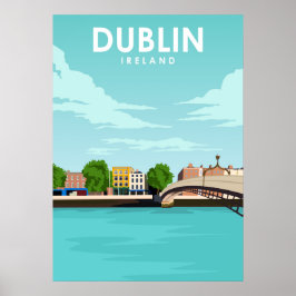 Poster Dublin Irlanda - Ilustração Mínima - Viagem Art