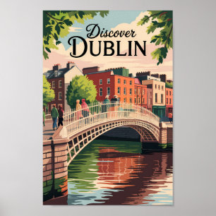 Poster Dublin Irlanda Ilustração Viagem Art Vintage