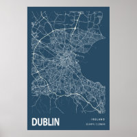 Dublin Irlanda — Mapa da cidade — Linha Art Blue I