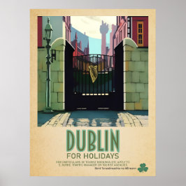 Poster Dublin Irlanda, Retro Irish Viagem Advert