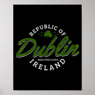 Poster Dublin Irlanda Trevo Dia de São Patrício Verde Sou