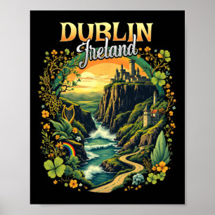 Poster Dublin Irlanda Vacation Trip Viagem Irish Souvenir