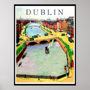 Poster Dublin, ponte de O'Connell sobre o rio Liffey