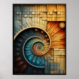 Poster Dubman Designs: Colagem Espiral de Fibonacci Glowi