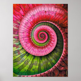 Poster Dubman Designs: Fibonacci Rosa e Verde Brilhante