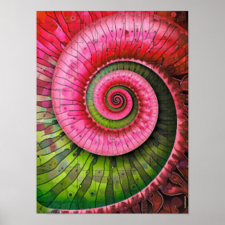 Poster Dubman Designs: Fibonacci Rosa e Verde Brilhante