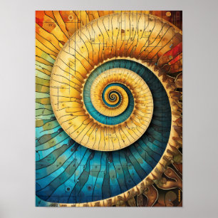 Poster Dubman Designs: Proporção Áurea, Fibonacci Glowing