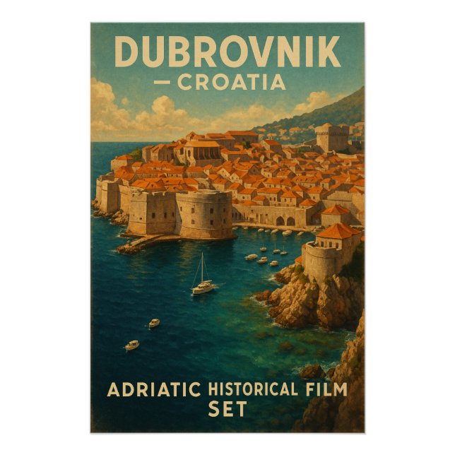 Pôster Dubrovnik, Croácia – Costa Adriática. (Frente)