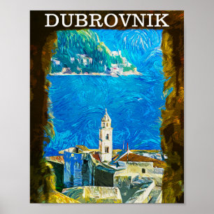 Poster Dubrovnik Croácia Drawing Watercolor