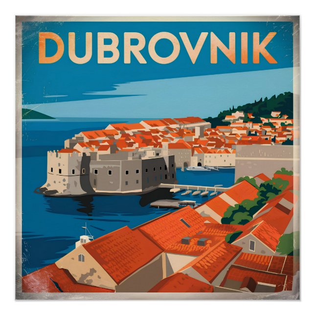 Pôster Dubrovnik vintage (Frente)