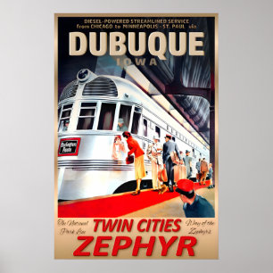 Poster Dubuque Iowa Twin Cities Zephyr Rota Burlington