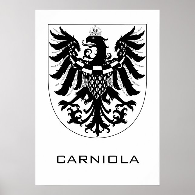 Poster Ducado da Carníola Arte Heráldica Monocromática (Frente)
