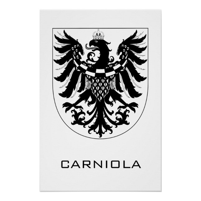 Pôster Ducado da Carníola Arte Heráldica Monocromática (Frente)