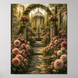 Poster Duchess Dahlia Garden Vintage Botanical