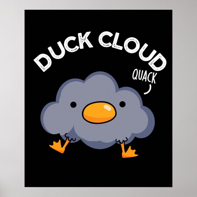 Poster Duck Cloud Funny Weather Pun Dark BG (Frente)