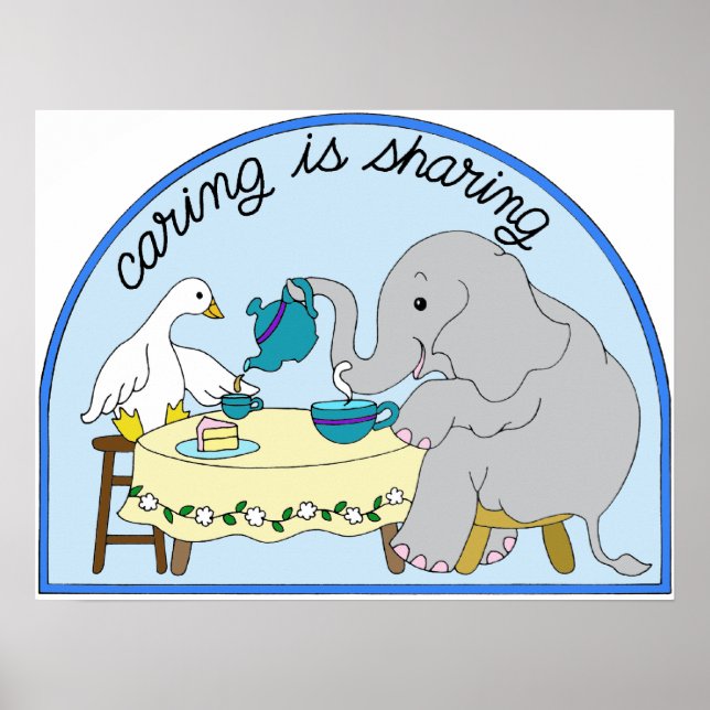 Pôster Duck & Elephant Caring & Sharing Tea Party (Frente)