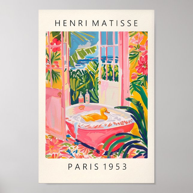 Poster Duck In Bathtub Engraçado Poster, Bathroom Wall Ar (Frente)