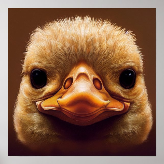 Poster Duck Life Like Portraje Beak com Penas Amarelas (Frente)