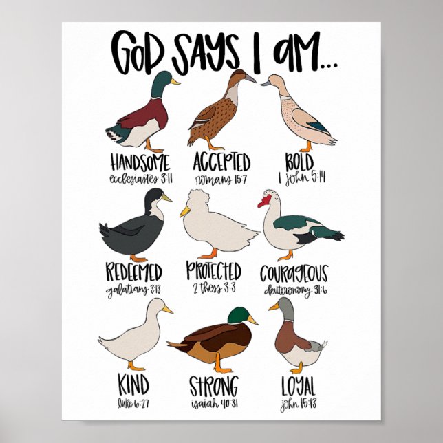 Poster Duck Tipos Christian Deus Diz Que Sou Bíblia Verda (Frente)