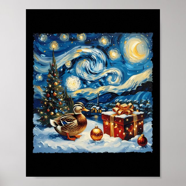 Poster Duck Van Gogh Style Starnight Night Winter (Frente)
