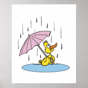 Poster duck with umbrella