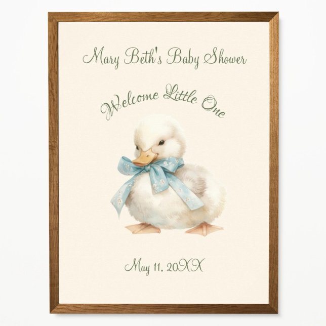 Poster Duckling with Ribbon Baby Shower Welcome Sign (Criador carregado)