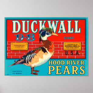 Poster Duckwall Hood River Pears Vintage Crate Label