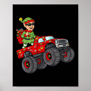 Poster Duende de Natal Andando de Caminhão Monstro Menino